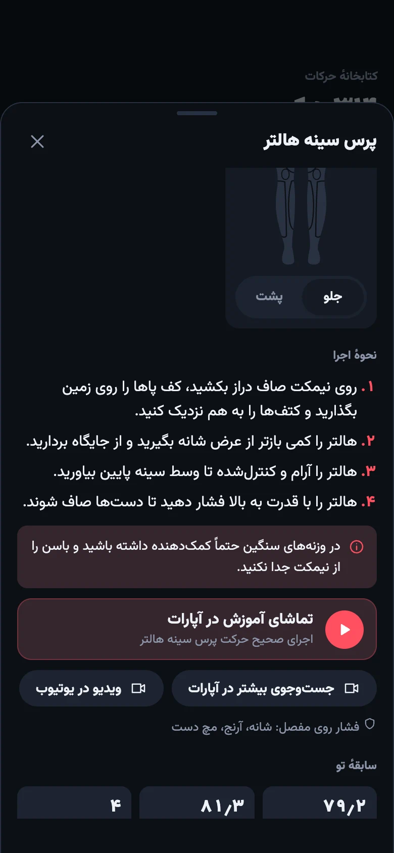 کتابخانهٔ حرکات با نحوهٔ اجرا و نکتهٔ فنی